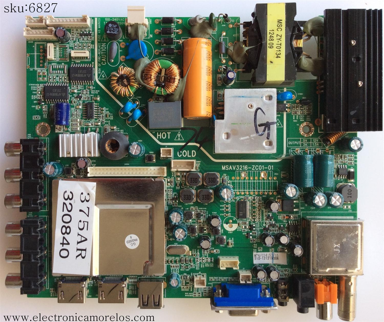 FUENTE / MAIN / PIONEER MSAV3216-ZC01-01 / T3.15AL 250V / VER.120626 / MODELO PLE-3202HD	 - Imagen 1