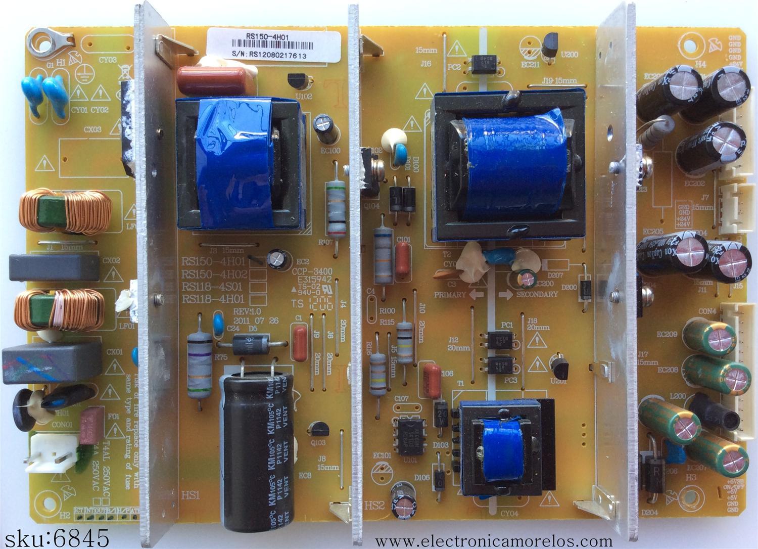 FUENTE DE PODER / RCA RE46HQ1500 / RS150-4H01 / MODELO 32LA30RQD	