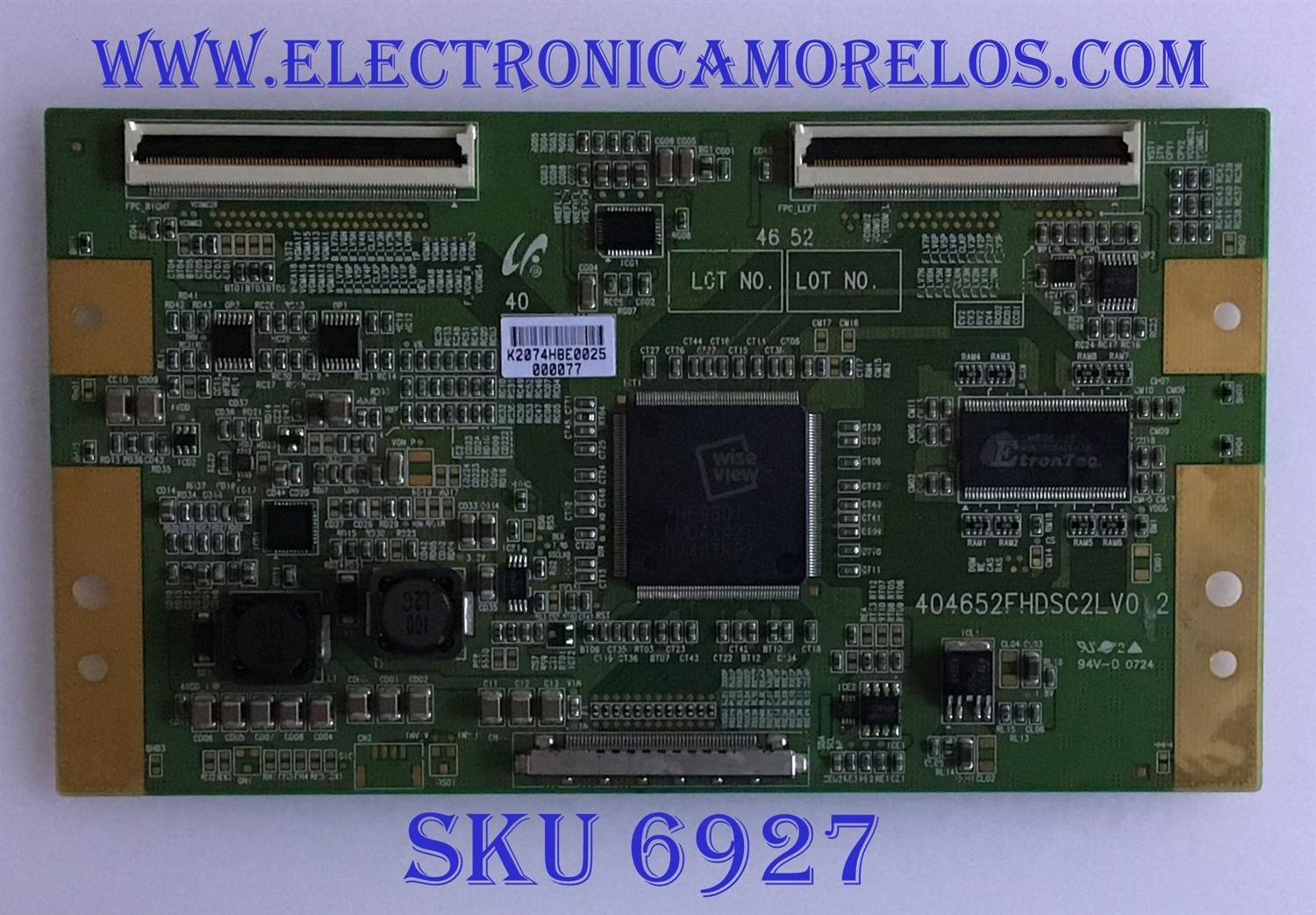 T-CON / RCA LJ94-02074H / 2074H / 404652FHDSC2LV0.2 / MODELO L40FHD380YX7	