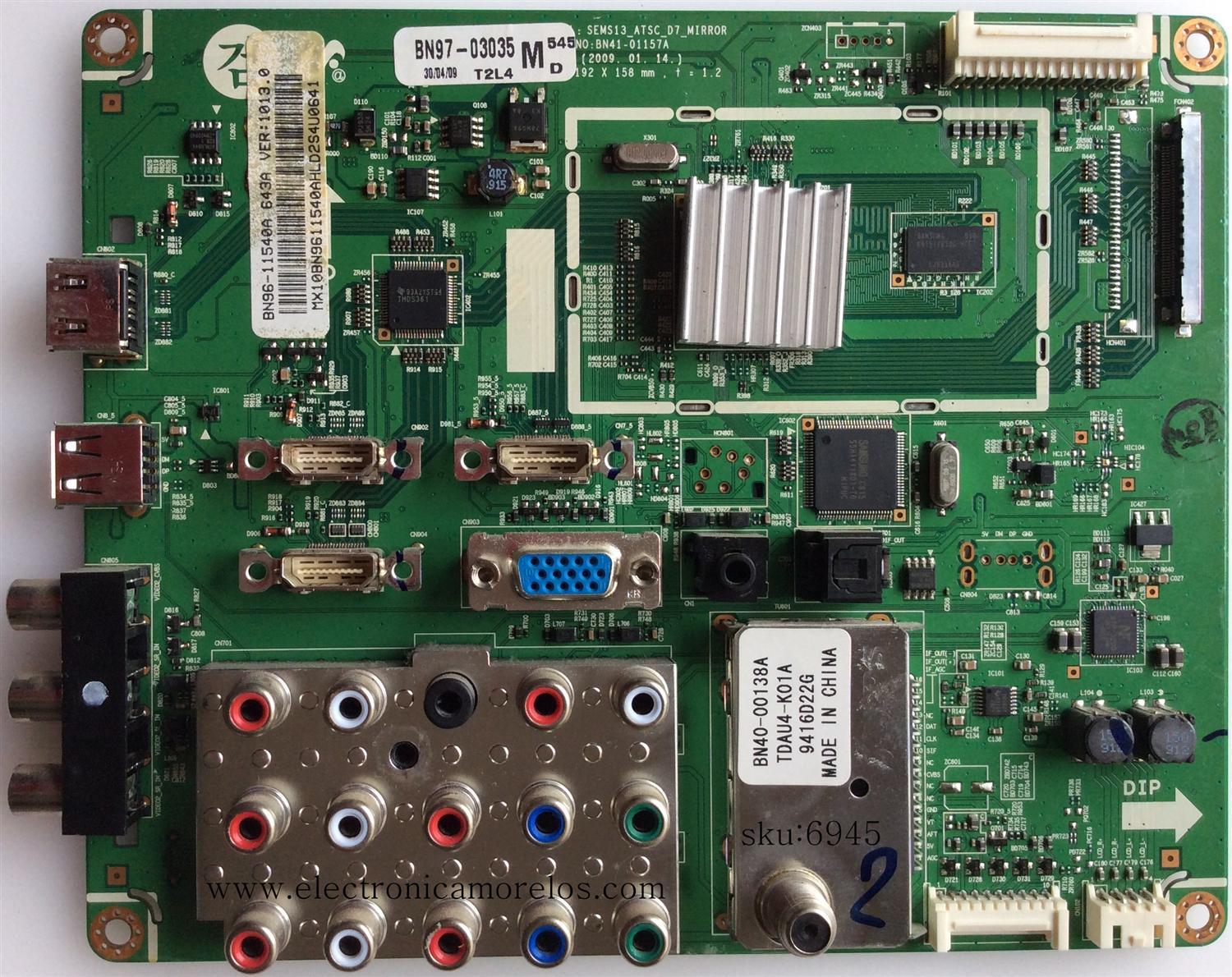 MAIN / SAMSUNG BN96-11540A / BN97-03035M / BN41-01157A / MODELO LN37B550K1FXZA	