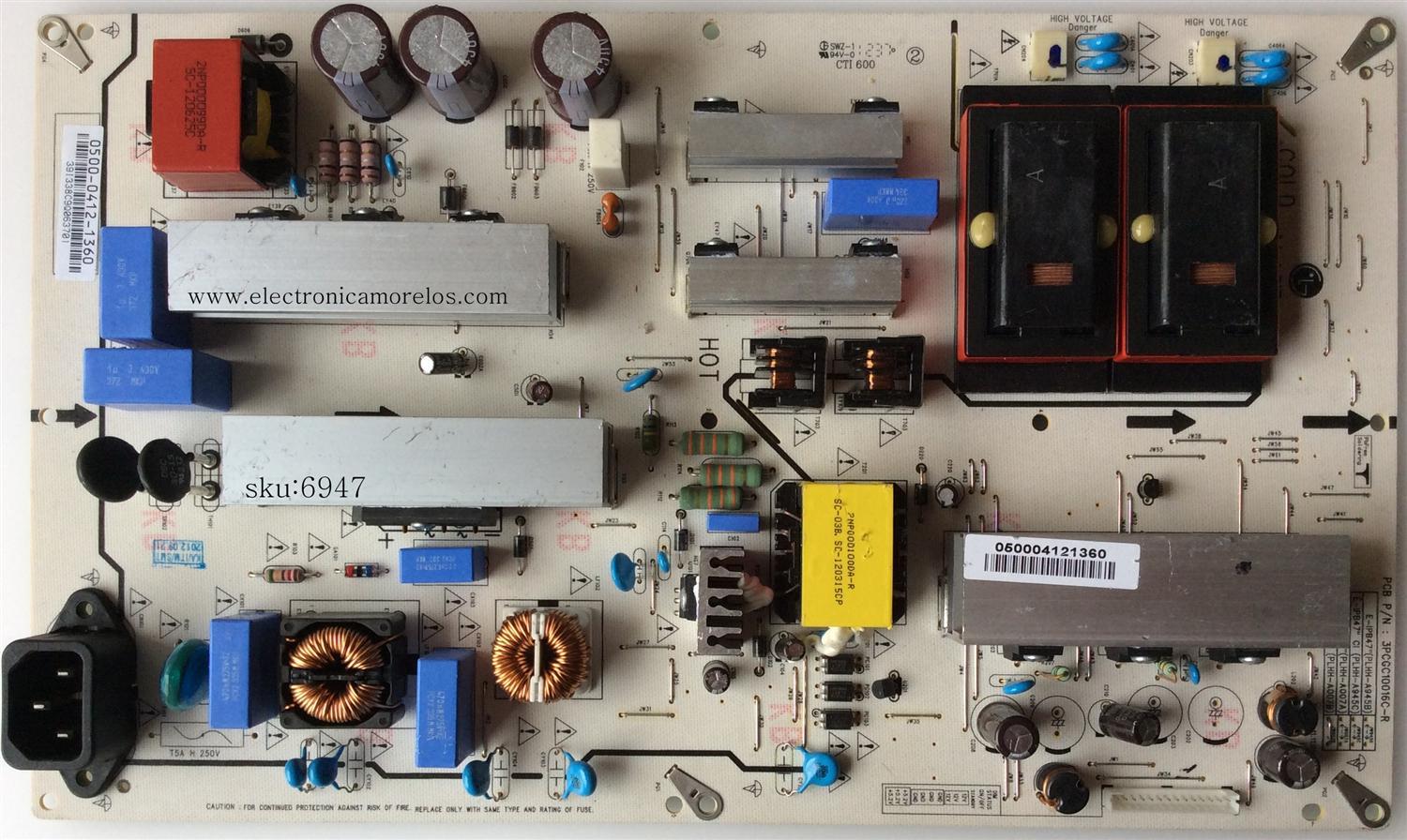 FUENTE / BACKLIGHT / VIZIO 0500-0412-1360 / 3PCGC10016C-R / 50004121360 / PLHH-A007B / EMTV47"CI / MODELO E471VLE LATKKJCN	