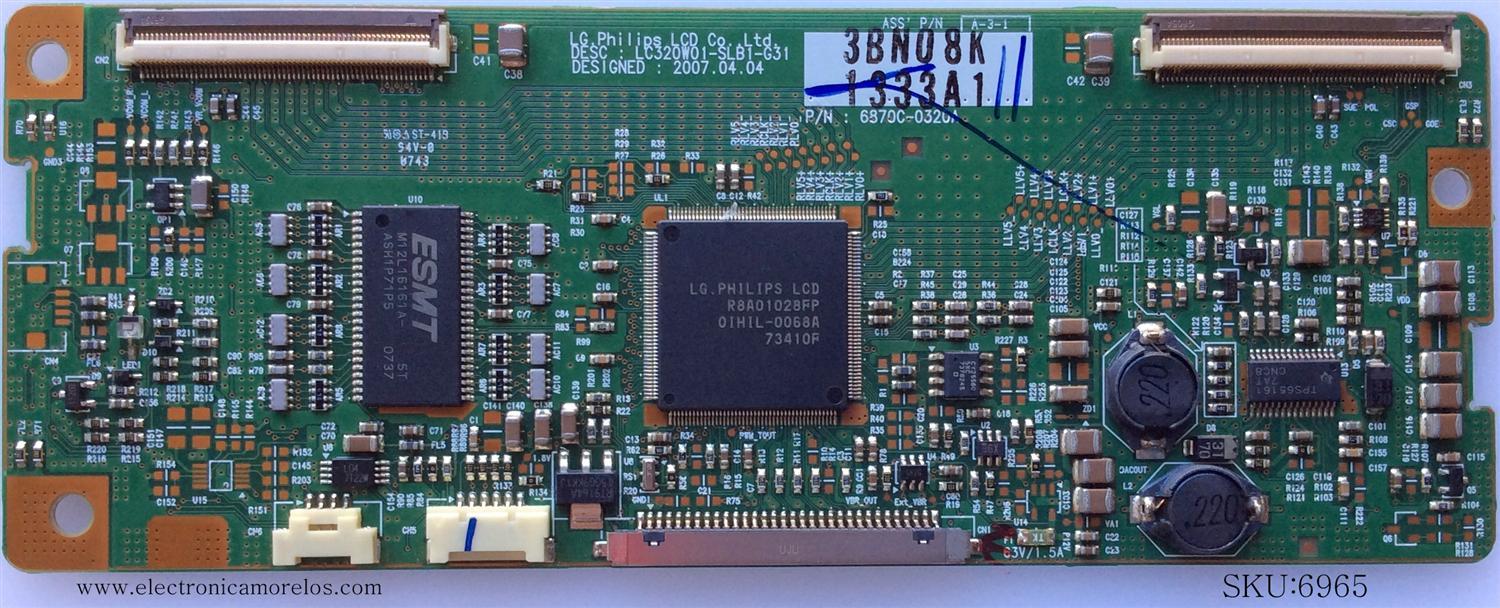 T-CON / LG 6871L-1333A / 6870C-0320A / LC320W01-SLB1-G31 / MODELO 32LC5DC-UA	