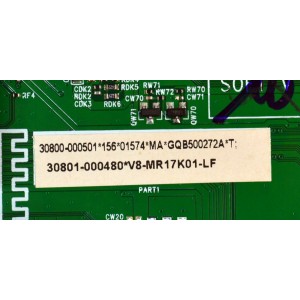 KIT DE TARJETAS ORIGINAL PARA TV TCL / NUMERO DE PARTE MAIN 30800-000501 / 40-MR17G7-MAA2HG / 11602-500466 / 30801-000480 / V8-MR17K01-LF / FUENTE G0504-000222 / 40-L20XH4-PWC1ZG / 11601-500051 / PANEL LVU75NDAL / DISPLAY ST7461D03-2 / MODELO 75S41BR - Imagen 7