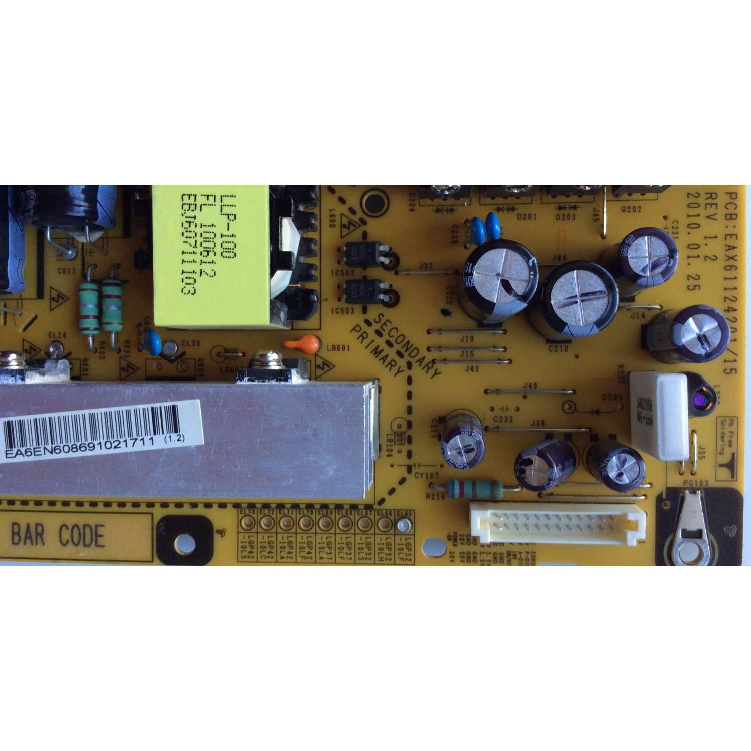 FUENTE DE PODER / LG EAY60869102 / 60869102 / EAX61124201/15 / SUSTITUTAS EAY60869106 / EAY60869303 / EAY60869402 / MODELO 32LD450-UA.CUSWLH	 - Imagen 2