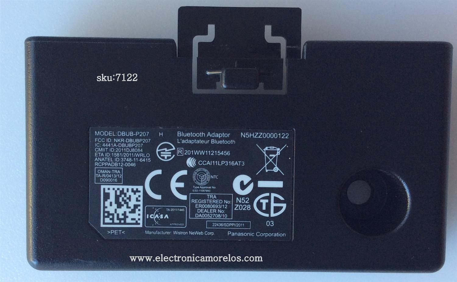 MODULO DE BLUETOOTH / PANASONIC N5HZZ0000122 / DBUB-P207 / NKR-DBUBP207 / 201WW11215456 / 4441A-DBUBP207 / MODELO	