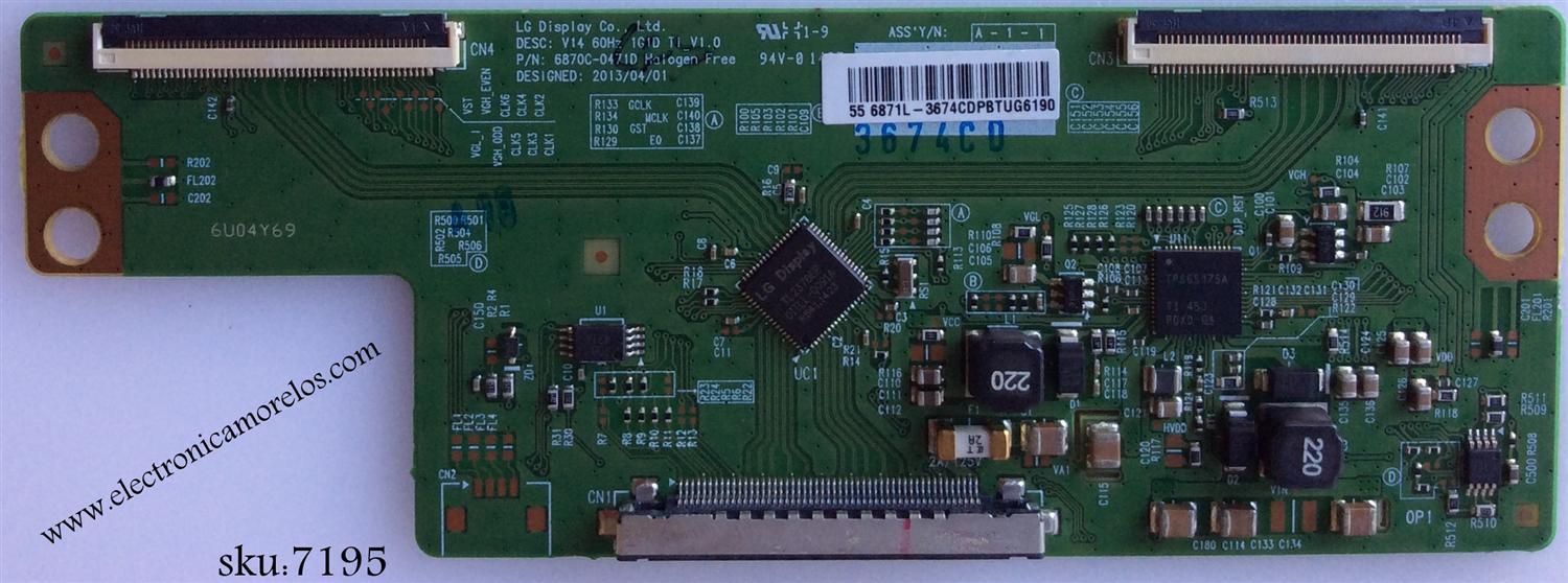 T-CON / VIZIO 6871L-3674C / 6870C-0471D / 3674C / MODELO E550I-B2E LWZJPPDQ	
