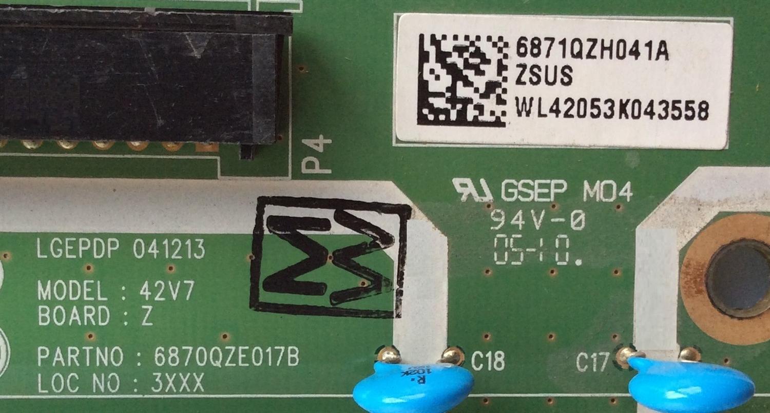 Z-SUS / LG 6871QZH041A / 6870QZE117B / 6870QZE017B / SUSTITUTA 6871QZH041B / MODELO 42PM3MV-UC /  42PX4DV-EA / 42PX4DV-AA / 42PX3RVA-ZC  / 42PX3RV 42PX3DCV-UC / 42PX3D-BV  /  Z42PX2D Z42PX2DH  / 42DPC85  / ED4218P S  / PFM-42V1A FWD-42PV1  	 PT-4233	 - Imagen 2