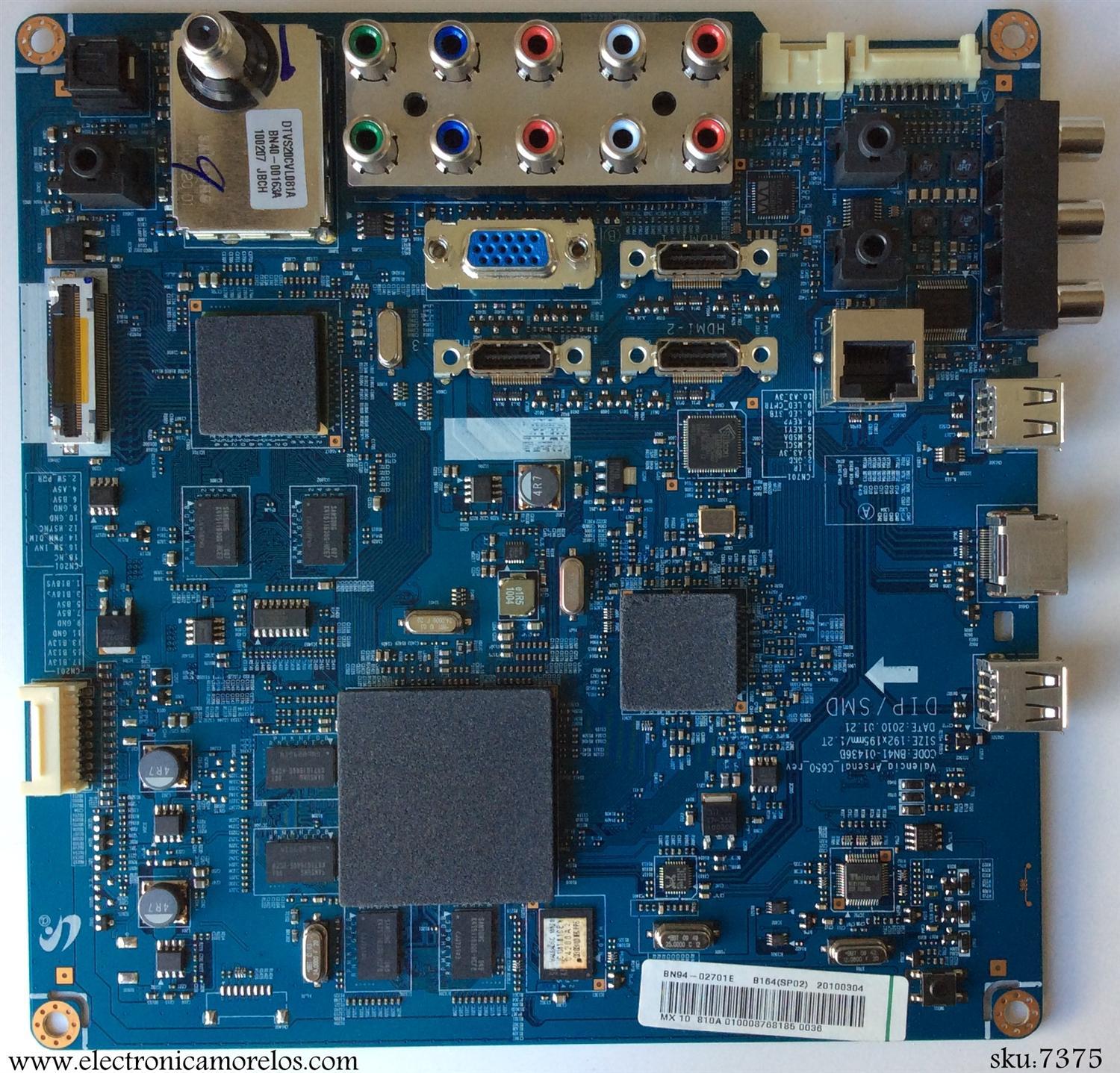 MAIN / SAMSUNG BN94-02701E / BN41-01436D / MODELO LN55C630K1FXZA SQ01 / PANEL LTF550HJ01