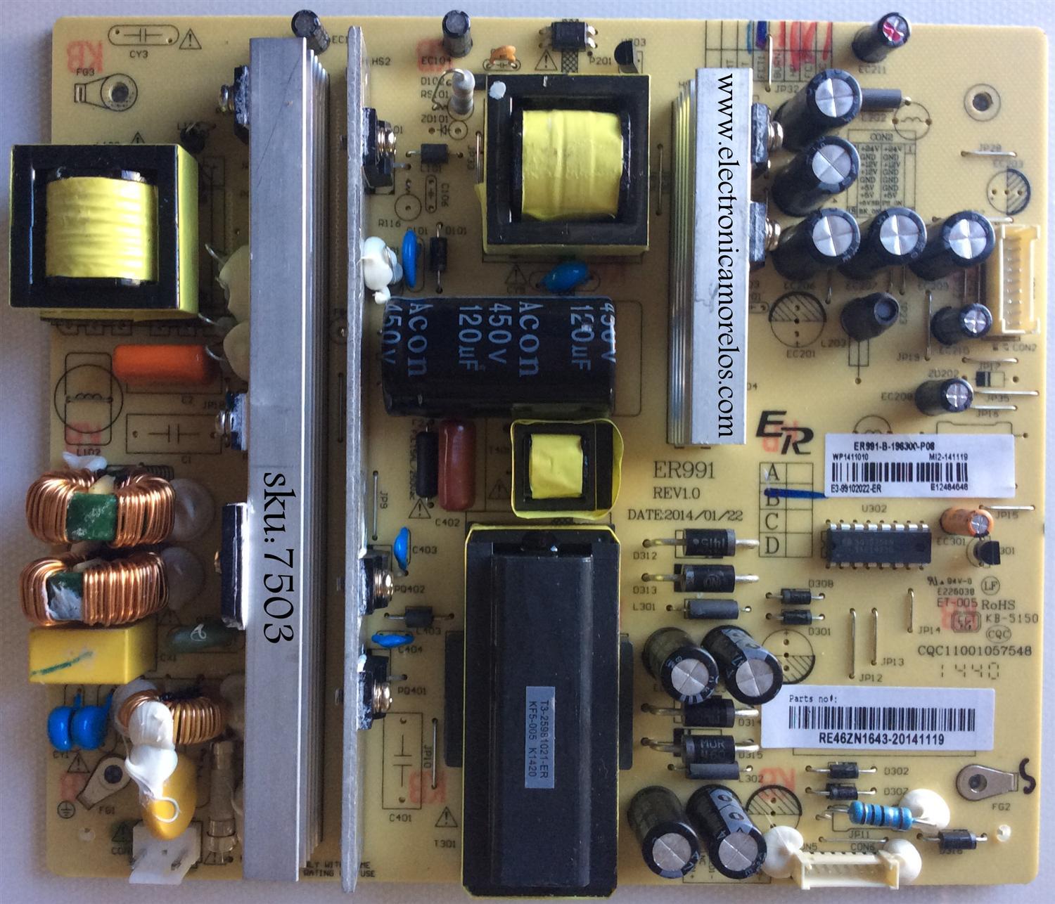FUENTE DE PODER / RCA RE46ZN1643 / CQC11001057548 / MODELO LRK55G55R120Q	