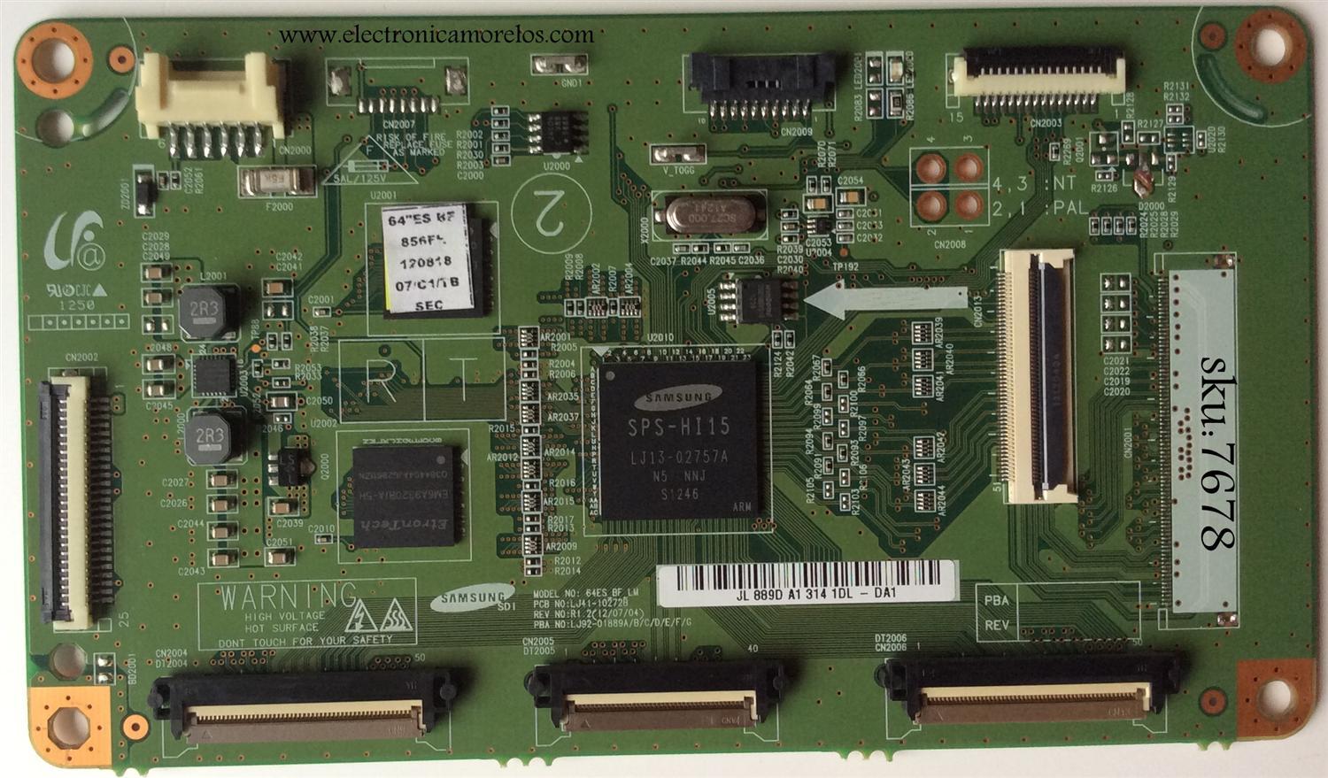 MAIN LOGICA / SAMSUNG BN96-24757A / LJ92-01889D / LJ41-10272B / 889D / MODELO PN64E533D2FXZA