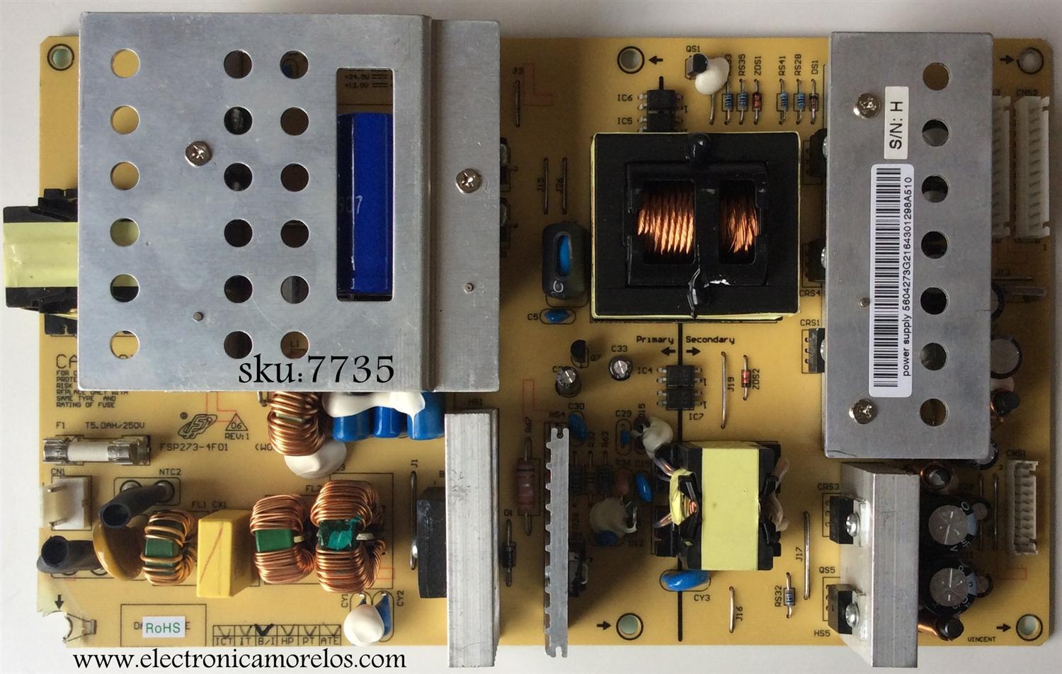 FUENTE DE PODER / WESTINGHOUSE 56.04273.G21 / 5604273G21 / FSP273-4F01(W071) / FSP273-4F01 / 3BS0113316GP / MODELO LVM-37W3SE	