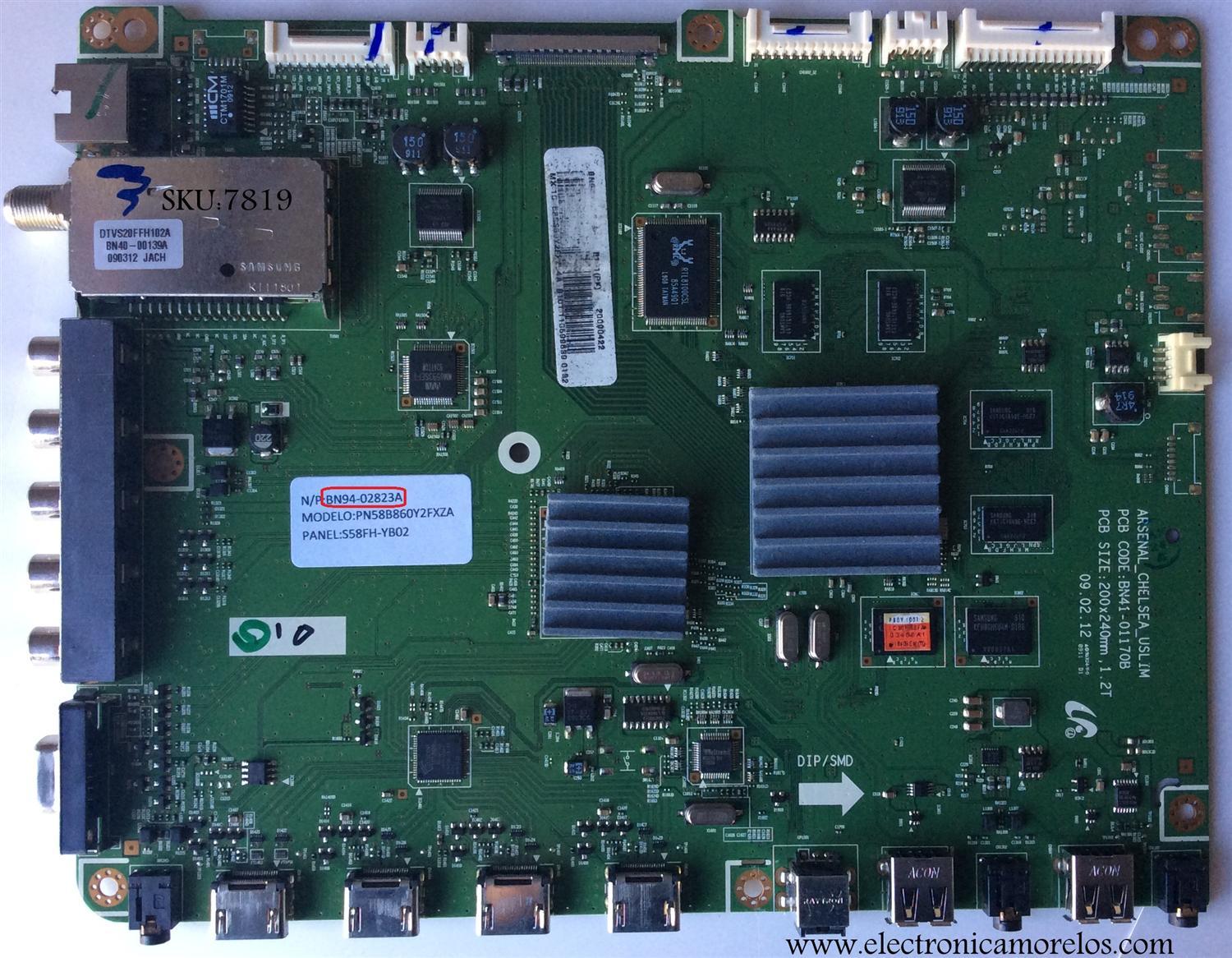 MAIN / SAMSUNG BN94-02823A / BN41-01170B / BN97-03139A / PARTE SUSTITUTA BN94-02823B / PANEL S58FH-YB02 / MODELO PN58B860Y2FXZA