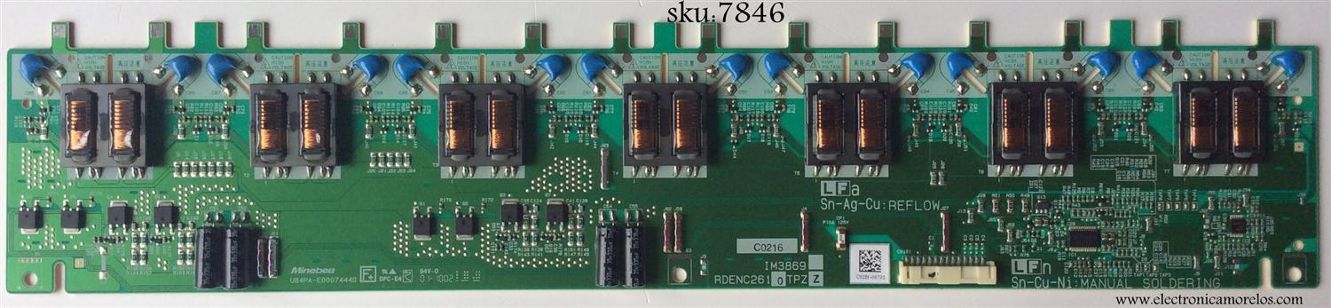 BACKIGHT INVERSOR / APEX RDENC2610TPZZ / IM3869 / C0127 / U84PA-E0007444G / MODELO LD4068	