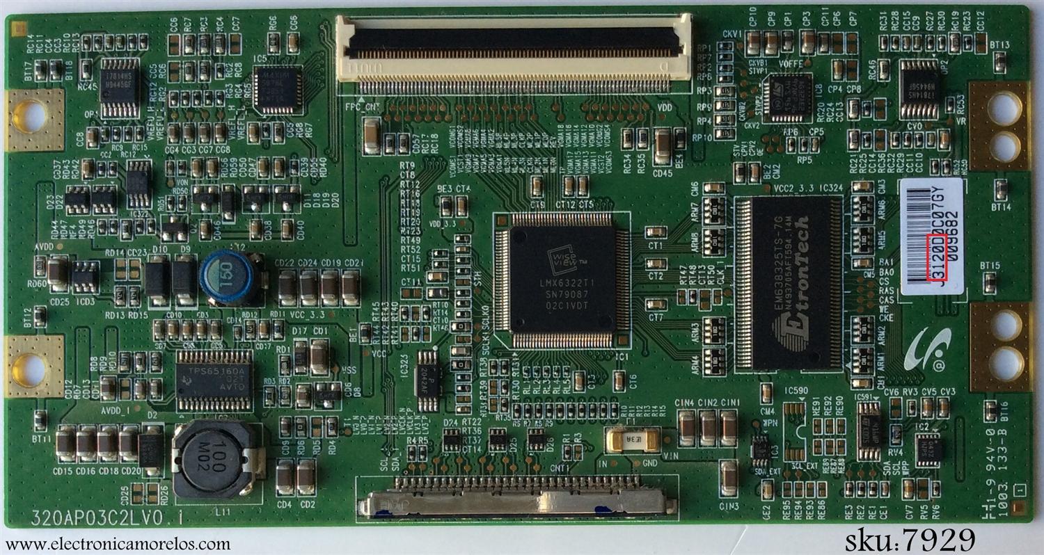 T-CON / TOSHIBA LJ94-03120D / 3120D / 320AP03C2LV0.1 / MODELO 32AV502RZ	