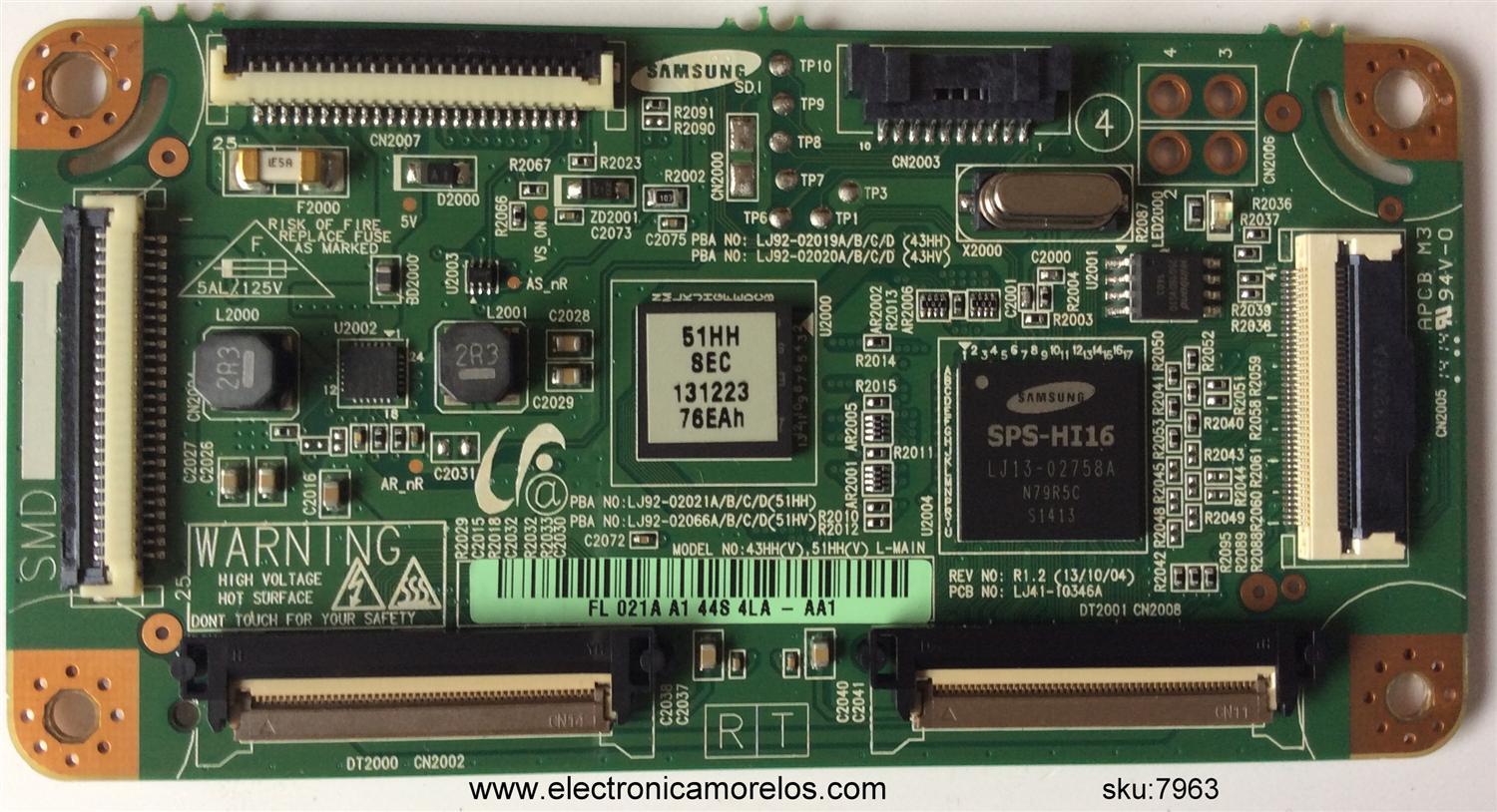MAIN LOGICA / SAMSUNG BN96-30098A / LJ41-10346A / LJ92-02021A / 021A / MODELO PN51F4500BFXZA TS02 /  PN43H4000AFXZP TD02	