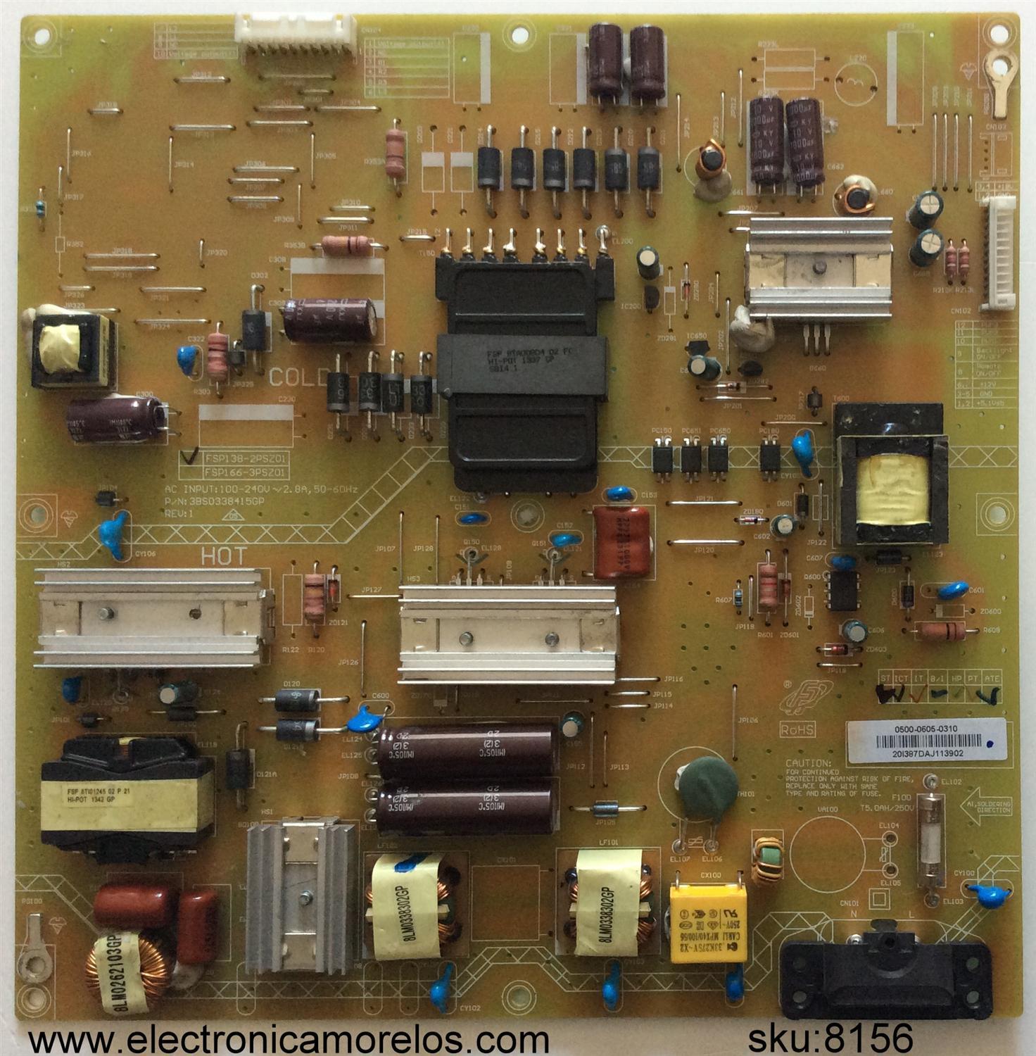 FUENTE DE PODER / JVC 0500-0605-0310 / FSP138-2PSZ01 / 3BS0338414GP / MODELO BC50R	