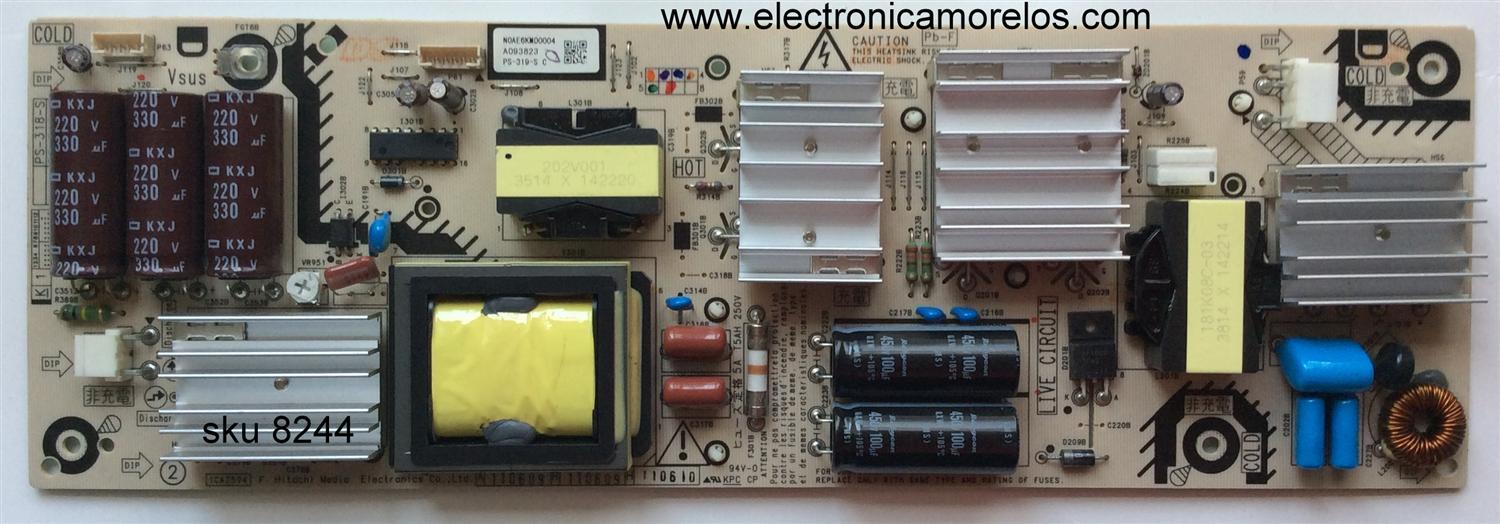 FUENTE DE STANDBY / PANASONIC N0AE6KM00004 / S-319-S / NOAE6KM00004 / PANEL`S MC165FJ1431 / MC165FU1431 / MODELOS TC-65PST34 / TC-P60GT30 / TC-P60S30 / TC-P60ST30 / TC-P65GT30 / TC-P65ST30 / TC-P65VT30