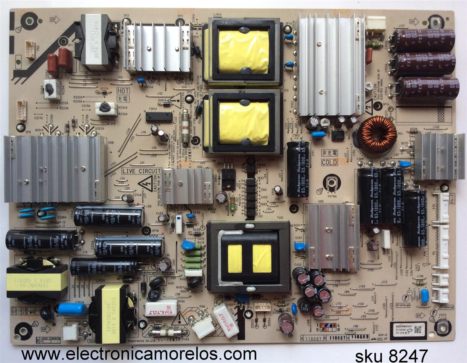 FUENTE DE PODER / PANASONIC N0AE6KM00003 / PS-319-M / NOAE6KM00003 / PANEL MC165FJ1431 / MODELOS TC-P60GT30 / TC-P60S30 / TC-P60ST30 / TC-65PST34 / TC-P65GT30 / TC-P65ST30 / TC-P65VT30
