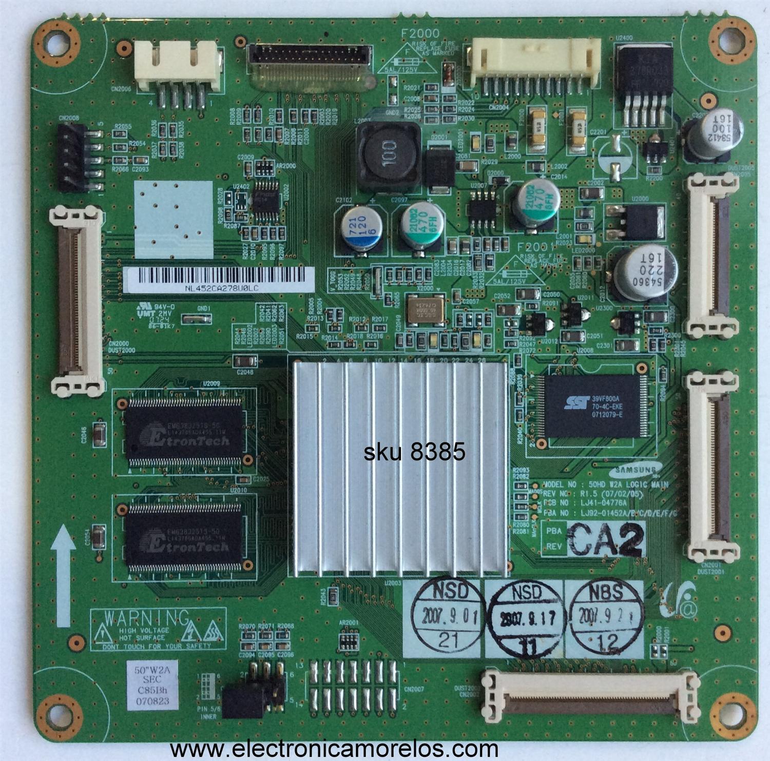 MAIN LOGICA / SAMSUNG BN96-06125A / LJ92-01452C / 452C / LJ41-04776A / MODELO HPT5034X/XAC AM07	