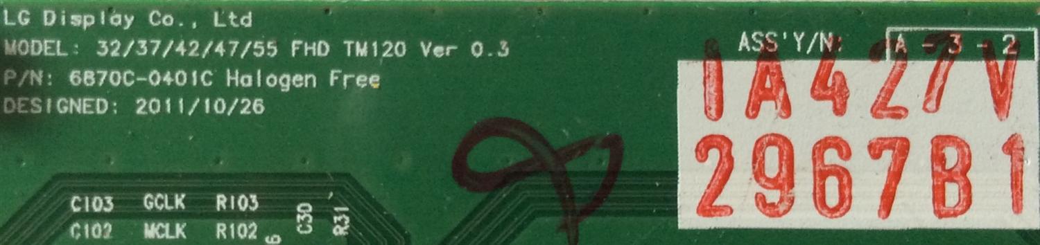 T-CON / JVC 6871L-2967B / 2967B / 6870C-0401C / MODELO JLE55SP4000	 - Imagen 2