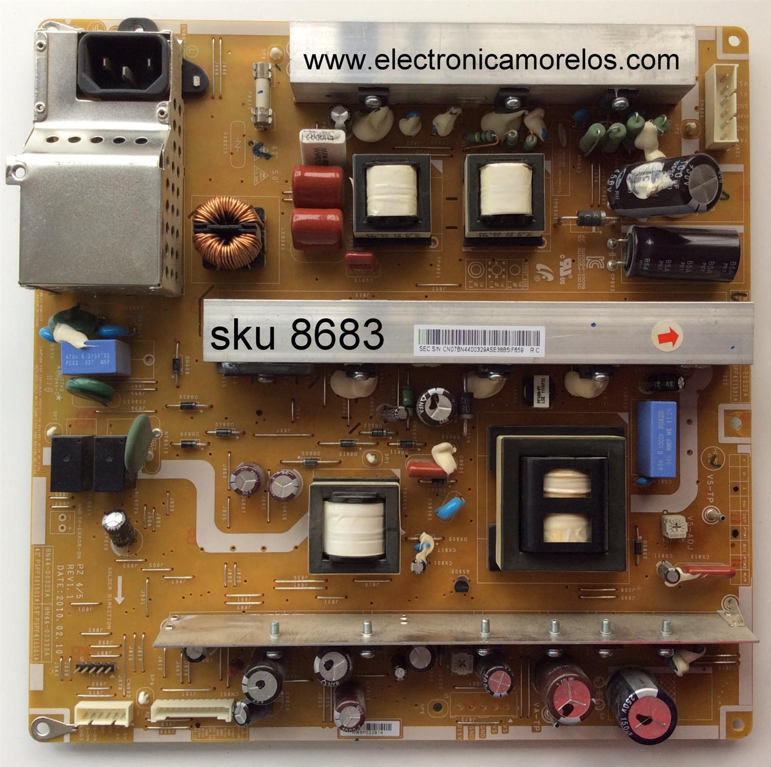 FUENTE DE PODER / SAMSUNG BN44-00329A / PSPF301501A / MODELO PN42C430A1DXZA	
