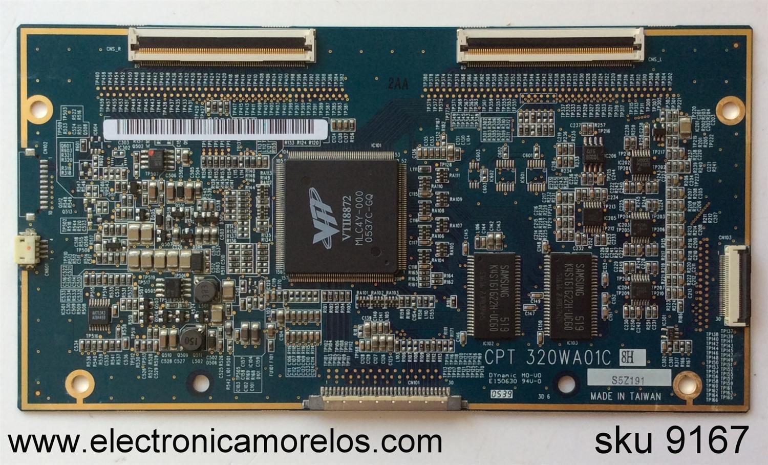 T-CON / AKAI 320WA01C8H / CPT320WA01C8H / MODELO LCT3201TD / PANEL CLAA320WA01	