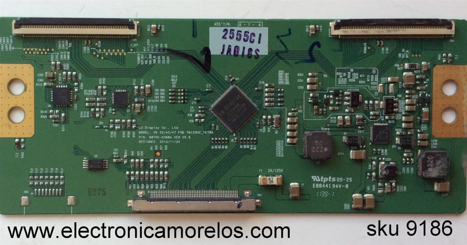 T- CON ORIGINAL PARA TV LG / NUMERO DE PARTE 6871L-2555C / 6870C-0368A / 2555C / PANEL LC420EUN (RD)(V1) / LC420EUN(SD)(V3) / MODELO 42LV3520-UC / 42LV3520-UC.CWMYLH / 42LV3500-UA.CCCYLH