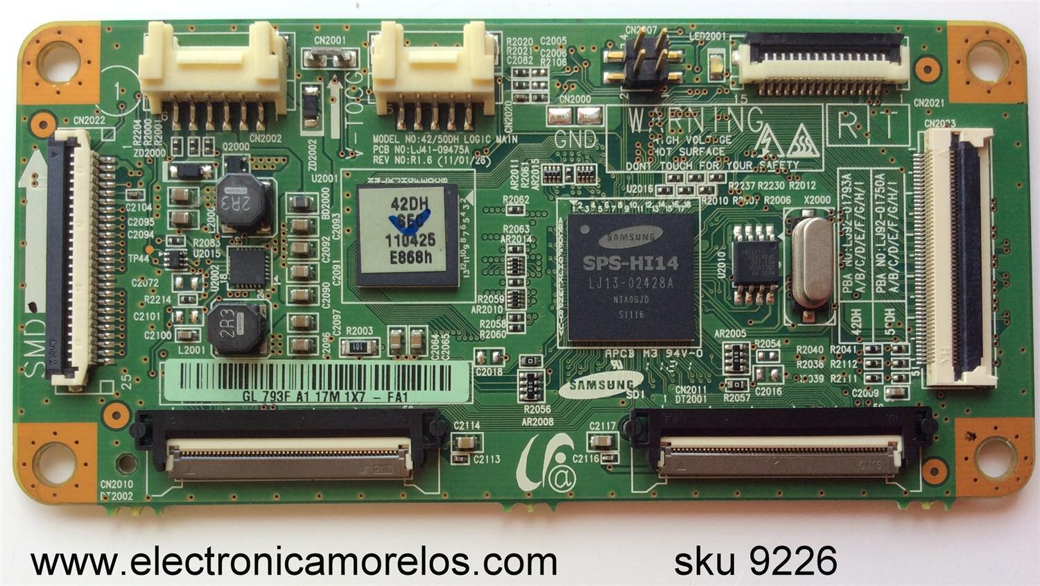 T-CON SAMSUNG LJ92-01793F / 793F / LJ92-01750A / MODELO PN43E450A1FXZA TS02 / PANEL S42AX-YB11 S42AX-YD15	
