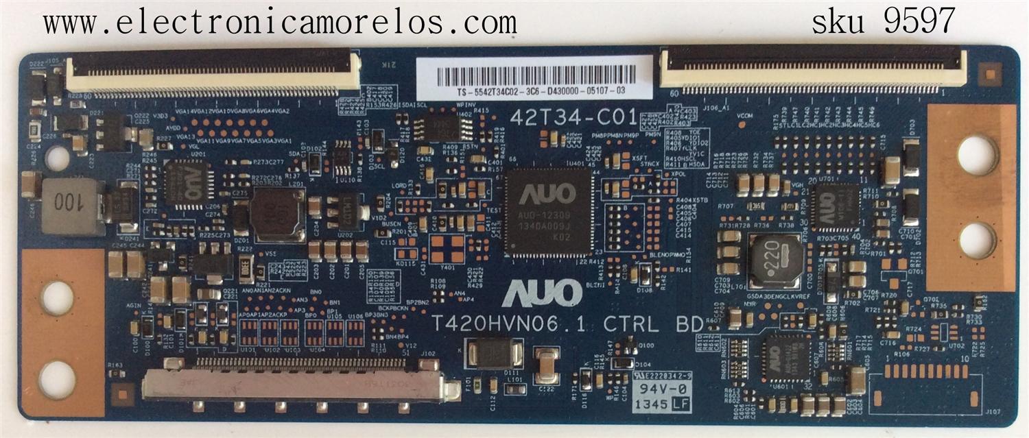 T-CON / SANYO 55.42T34.C02 / 42T34-C01 / 5542T34C02 / T420HVN06.1 / MODELO DP42D23 P42D23-03 / PANEL T420HVN05.1	