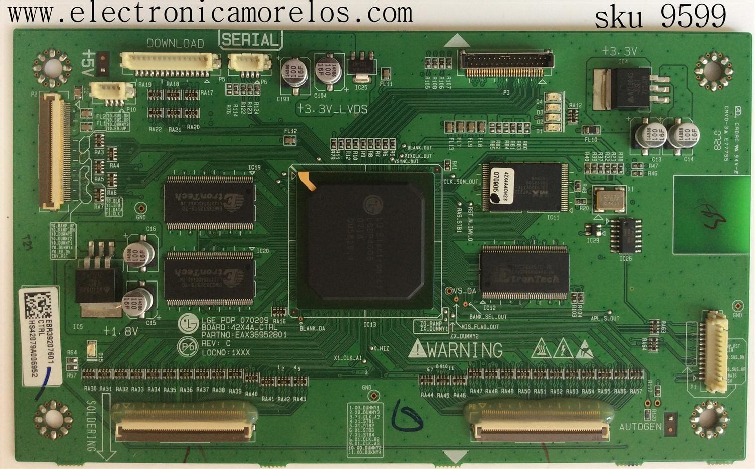 MAIN LOGIC / INSIGNIA EBR39207601 / EAX36952801 / SUSTITUTA EBR36954101 / MODELO NS-PDP42 / PANEL PDP42X4	