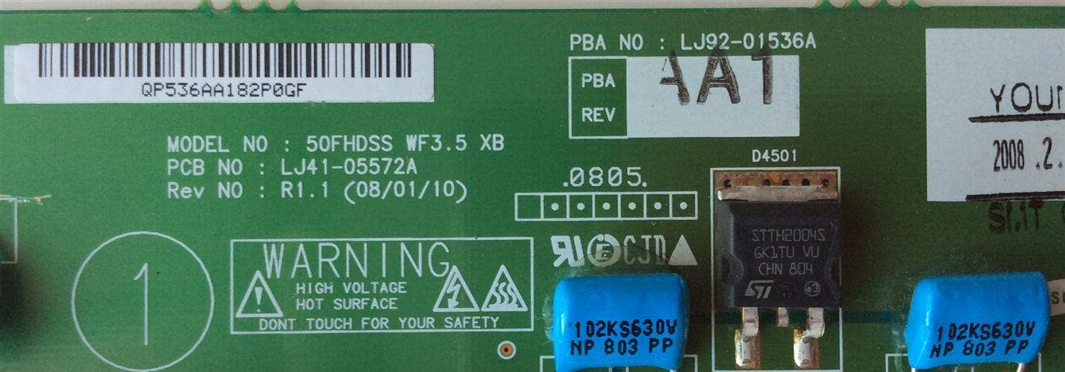 X-BUFFER / SAMSUNG BN96-08171A / LJ92-01536A / MODELO PH50KLFLBF/ZA 0001 / PANEL S50FH-YB01	 - Imagen 2