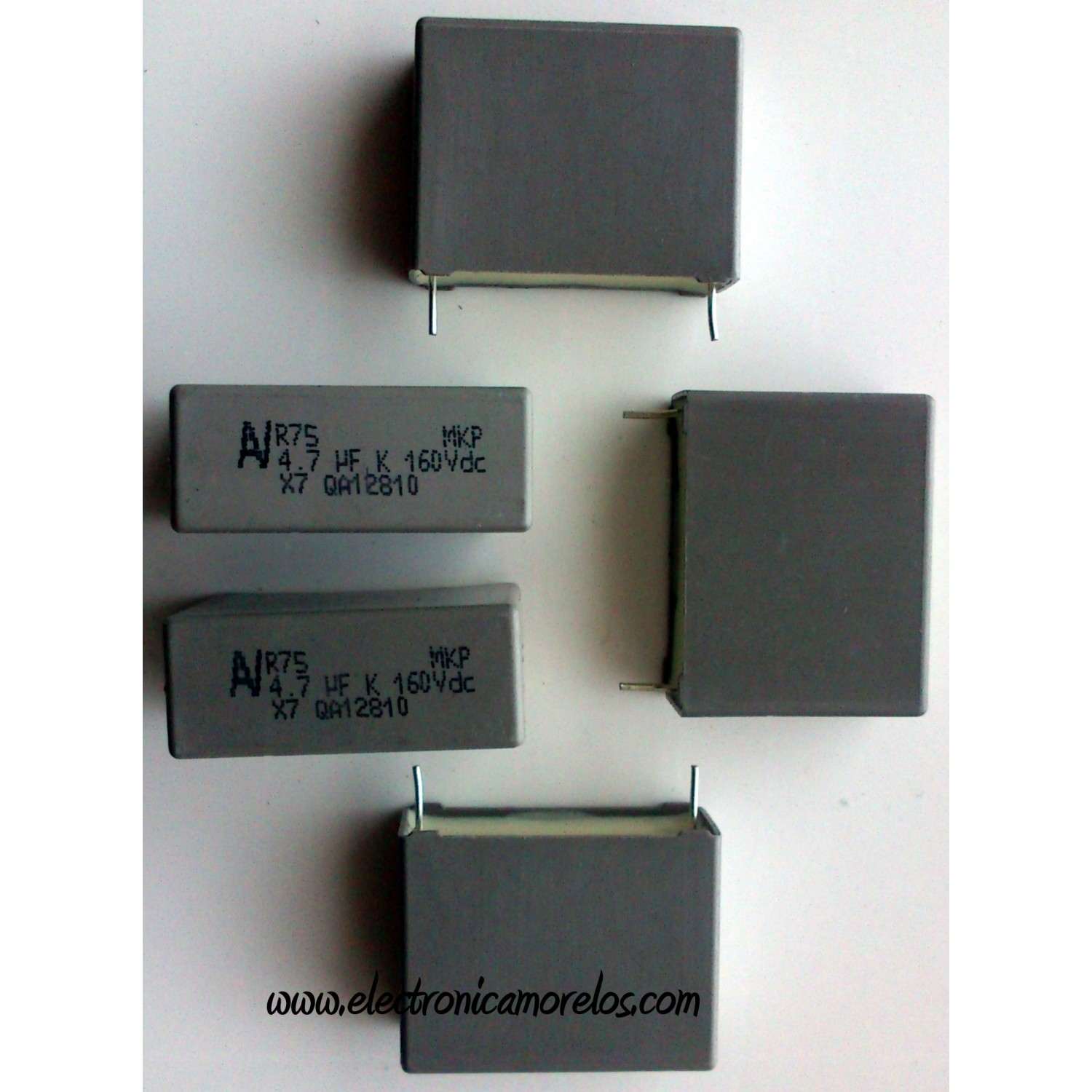 LOTE DE 5 PIEZAS DE CONDENSADORES 160V / 4.7µf	 - Imagen 1