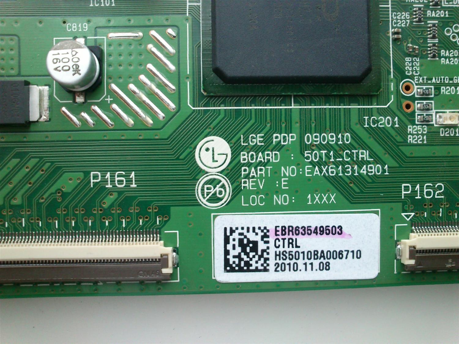 MAIN LOGICA / LG EBR63549503 / EAX61314901 / REV:E / 50T1_CTRL / PANEL PDP50T10000 / MODELOS 50PJ350-UB.AUSLLUR / 50PJ350 / Z50PJ240-UB - Imagen 2