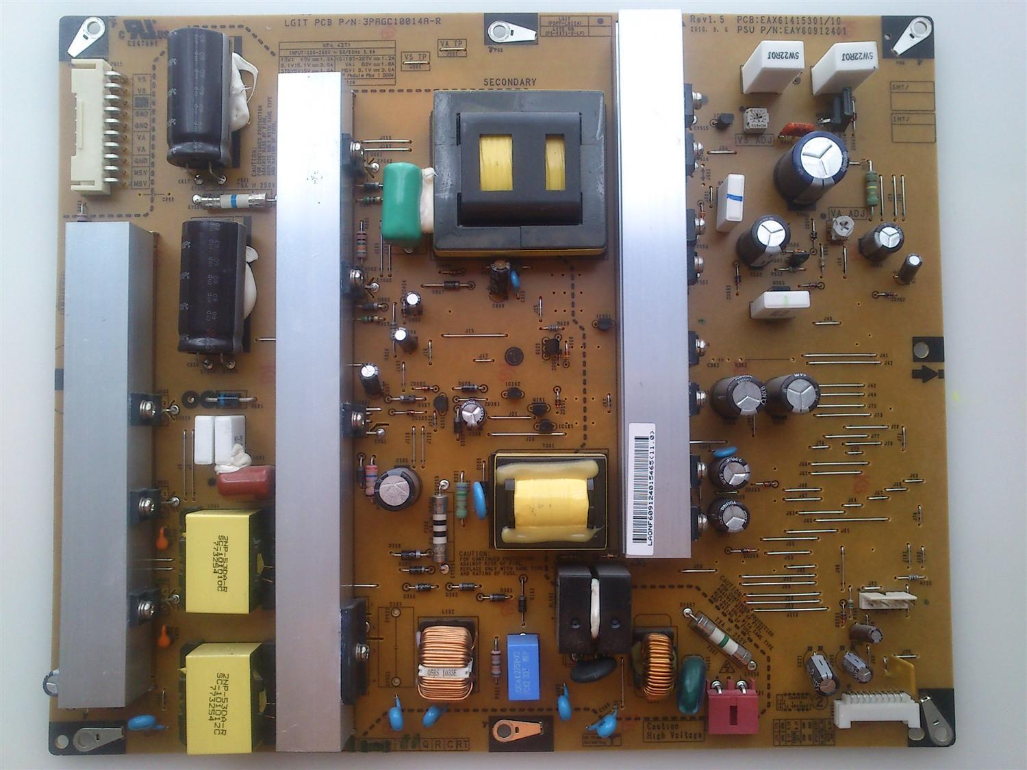 FUENTE DE PODER / LG EAY60912401 / 60912401 / EAX61415301/5 / 3PAGC10014A-R / EAX61415301/8 / MODELO 42PJ250-UA.ACCLLJR / 42PJ350-UB.AUSLLUR	