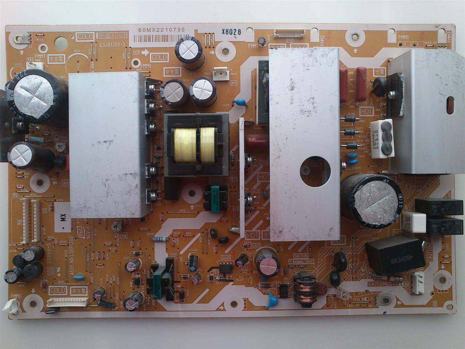 FUENTE DE PODER PANASONIC LSEP1260MXHB / LSJB1260-2 /  ASSY.NO.LSEP1260 MX / 60MX1809423 / MODELO TH-50PX80U   