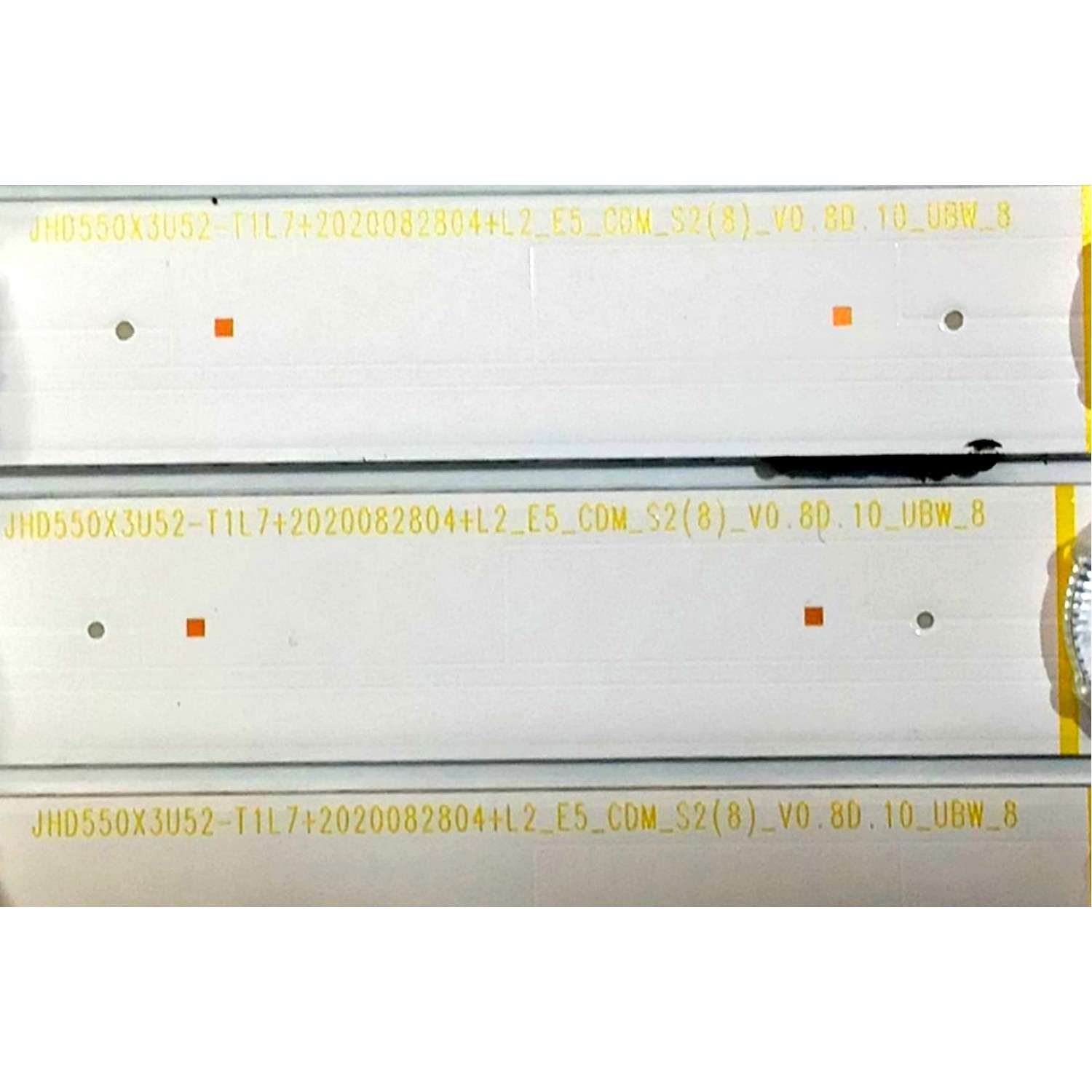 KIT DE LEDS PARA TV HISENSE ORIGINAL 9 PIEZAS / NUMERO DE PARTE SH55D16-ZC42AG-31 / 303SH550052 / 1248961 / JHD550X3U52-T1L7 / 2020082804 / L2_E5_CDM_S2(8)_V0.8D.10_UBW_8 / PANEL JHD550X3U52-T1L7\S0\FJ\GM\ROH / DISPLAY T550QVN10.2 / MODELOS 55U7G / 55U7H - Imagen 2