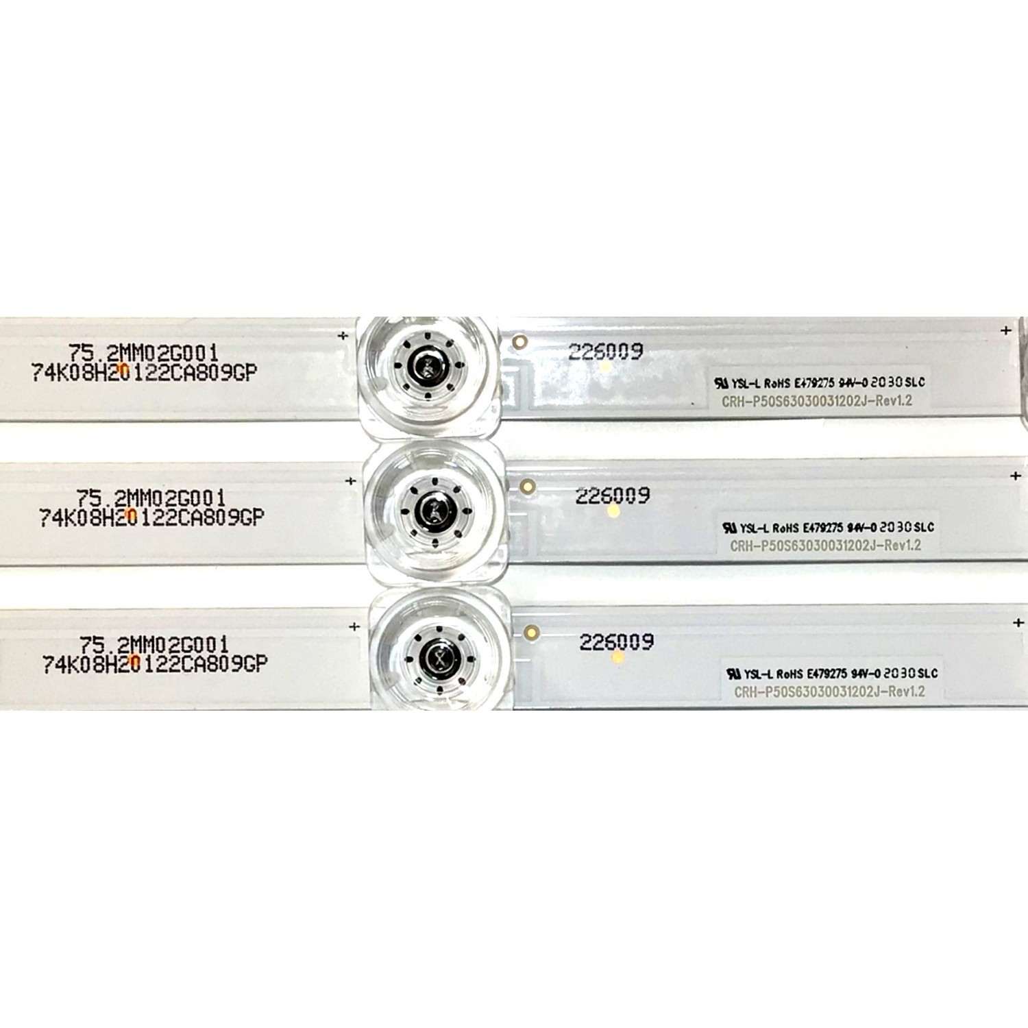 KIT DE LEDS PARA TV SAMSUNG ORIGINAL 3 PIEZAS / NUMERO DE PARTE CRH-P50S63030031202J / CRH-P50S63030031202J-REV1.2 / 75.2MM02G001 / 55150X / 226009 / MODELO UN50TU8000 / UN50TU8000FXZA - Imagen 2