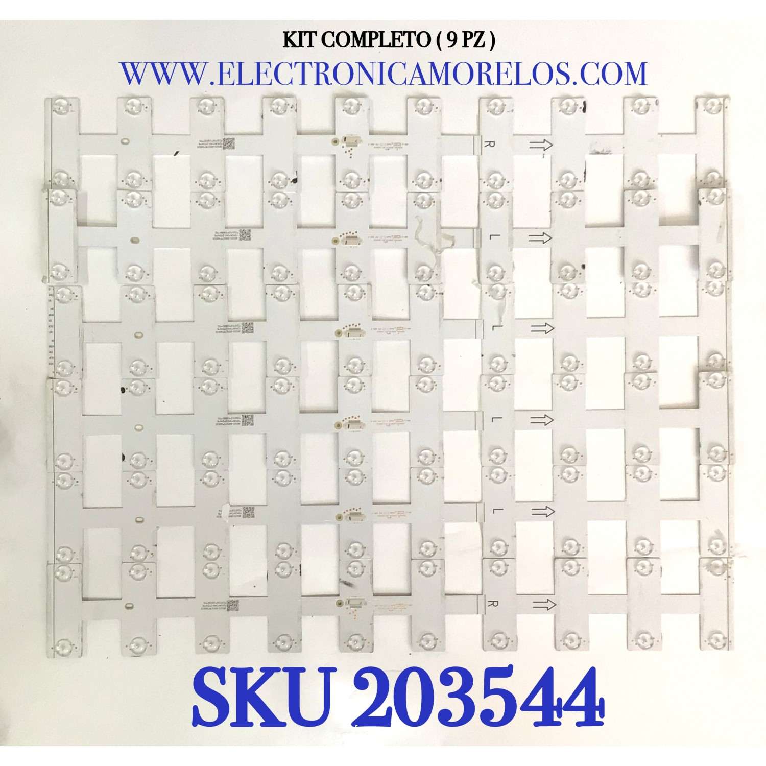 KIT DE LED'S PARA TV TCL  ((9PIEZAS)) / NUMERO DE PARTE GIC65LB113_3030F2.1D_V0.7_20210222 / GIC65LB113 / 20210222 / E493461 / PANEL LVU650NDDJ / DISPLAY ST6451D02-3 VER.2.1 / MODELO 65S546