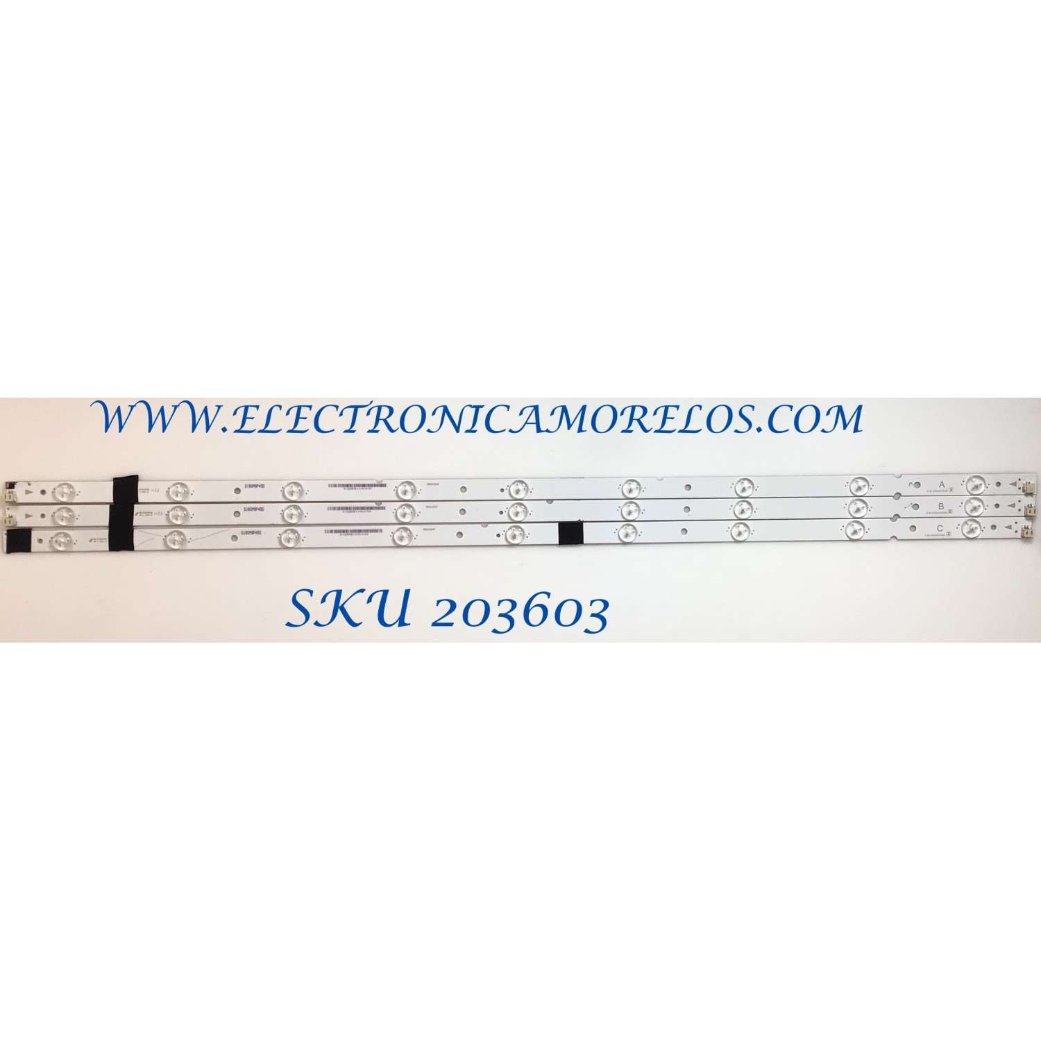 KIT DE LED'S PARA TV JVC ( 3 PZ ) / NUMERO DE PARTE 0981-0112-2114 / 0981-0112-2115 / 0981-0112-2116 / IC-C-VZAA40D500A / IC-C-VZAA40D500B / IC-C-VZAA40D500C / MODELO EM40NF5 / LC-40LE653U