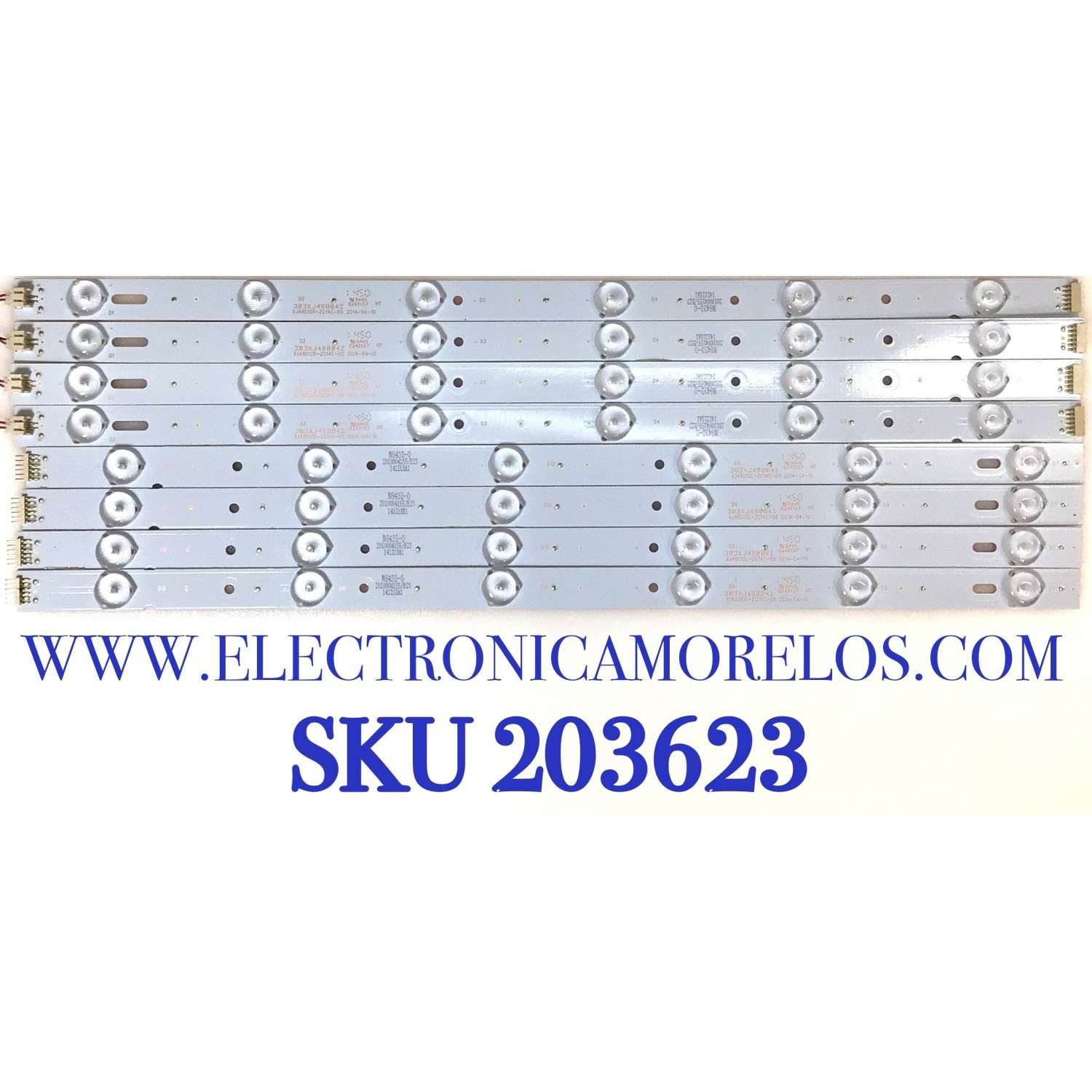 KIT DE LED'S PARA TV VIOS ((8 PIEZAS)) / NUMERO DE PARTE XJ48D12R-ZC14C-05 / XJ48D12L-ZC14C-05 / N843D-0 / 2010004155/B23 / E243157 / 141218A1 / 303XJ480041 / 303XJ480042 / PANEL CN48HC820 / MODELO VLEDTV4814SM