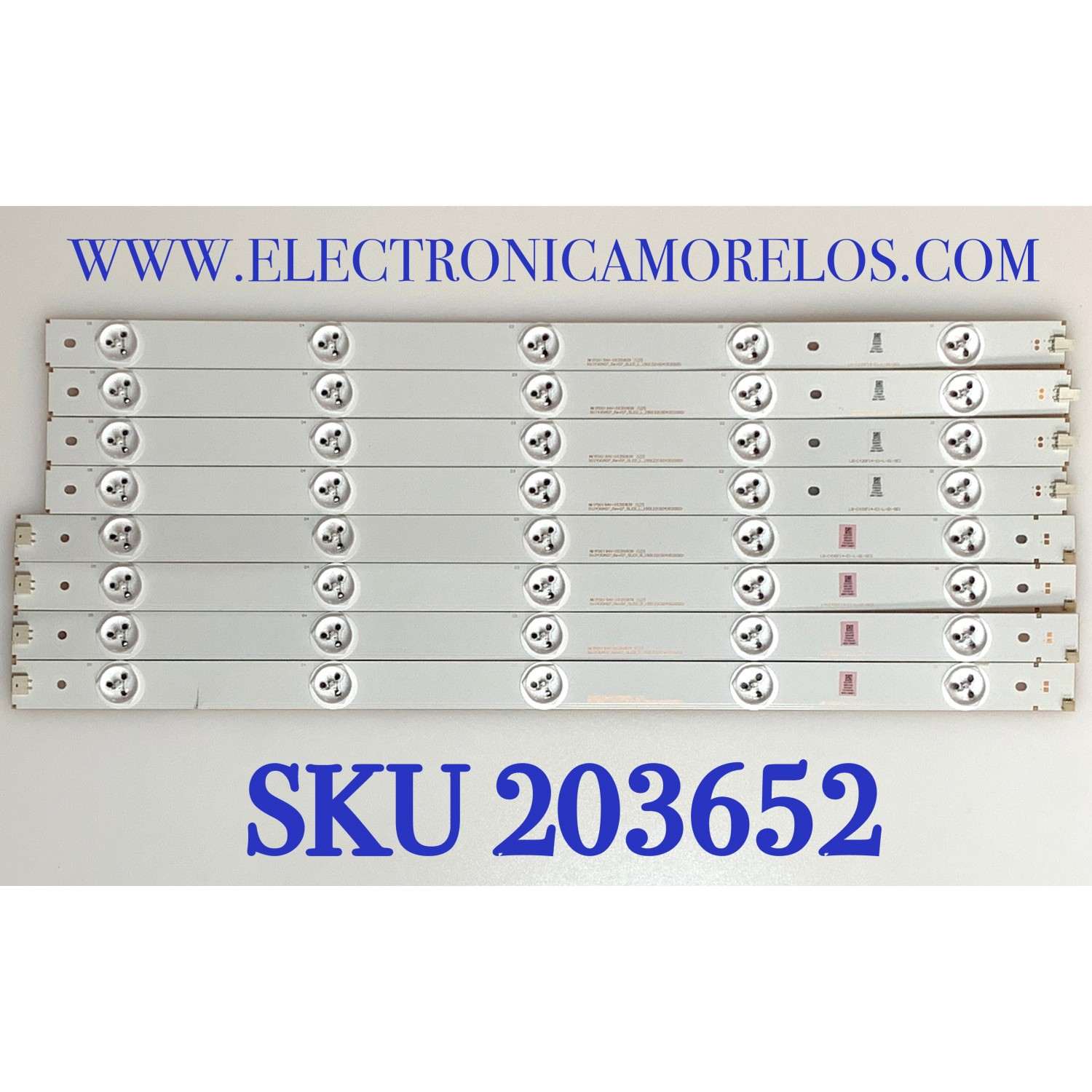 KIT DE LED'S PARA HITACHI ( 8 PZ ) / NUMERO DE PARTE SVJ430A07 / SVJ430A07_REV07 / 150122 / GD43D2000 / E350839 / MODELO LE43A509